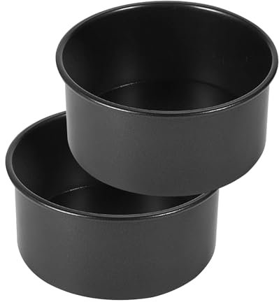 IVEOPPE Stampi da forno rotondi, 10 cm, set di 2 stampi da forno con stampo rotondo in acciaio inox con rivestimento antiaderente, adatti per torte, brownies, torte, lasagned, nero