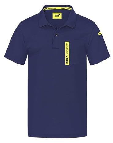 PUMA Workwear Advanced – Poloshirt Herren Kurzarm – Arbeitsshirt mit Brusttasche und Utility Fach an der Schulter – Strapazierfähiges, atmungsaktives und schnelltrocknendes Gewebe – Marine - M