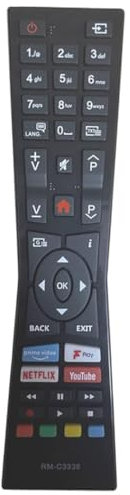 Replacement for JVC Remote Control, RM-C3338 RC43101P TV Remote with Fplay, YouTube, and Netflix Buttons for JVC/Bush Smart TVs LT-24C680, LT-24C685, LT-32C695, LT-32C795 (No Setup Required)