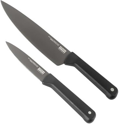 KUHN RIKON Iced Allday Knife 2-Piece Set with Straight Blade and Weighted Handle. Iced Chef’s and Paring Knife. Crafted from Ice Hardened Germain Stainless Steel. Durable and Corrosion Resistant.