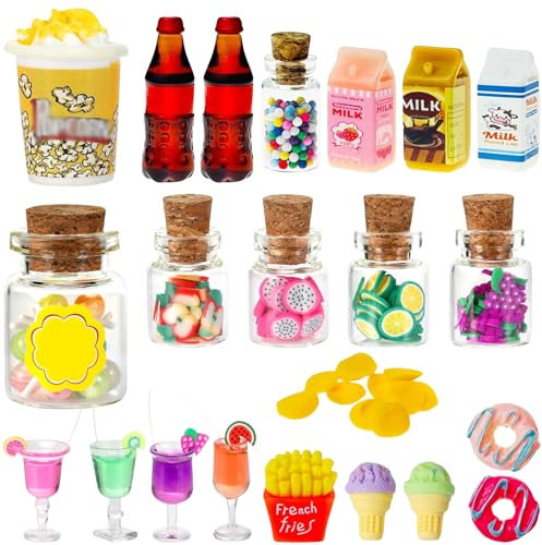 Mini Brands, 24 Stück Kinderküche Zubehör Set, Spielküche Zubehör Rollenspiel-Partyspielzeug, Minibrands für Weihnachten, Halloween, Karneval, Freunde Geburtstagsgeschenke Partydekorationen