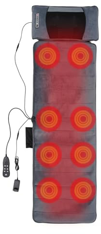 Densony Massagekissen 9 Modi Elektrische Massageauflage mit Wärme für Nacken, Rücken & Schultern, 20 Massageköpfe, Fernbedienung, Grau, 126x50cm für Zuhause & Büro