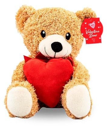Happium 8” (20cm) Small Teddy Bear with Heart Cute Brown Teddy Bear Stuffed Animals for Valentines Day Soft Bear Plushie