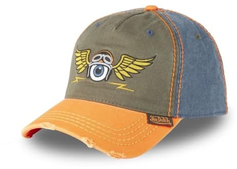 Von Dutch Cap Herren und Damen, Baseball Retro, Orange 14 | Unisex, Erwachsene 55,5-60cm, 100% Baumwolle, Effekt Used-Look, Verschluss Strapback, Schweißband, Gebogener Schirm, Vintage