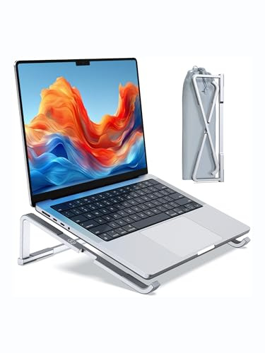 JOOF Laptop Ständer, Faltbarer Laptop erhöhung für Schreibtisch, Laptop Halter aus Belüftet Leicht,Tragbarer Notebook Ständer für MacBook Air/Pro, Dell, Lenovo, HP und weitere Laptops bis 17 Zoll