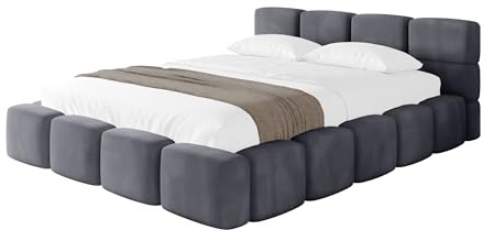 ALTDECOR Polsterbett mit Bettkasten und Lattenrost, Bett mit Kopfteil, Boxbett ohne Matratze, Doppelbett mit Stauraum - NATA-v1 180x200 Dunkelgrau