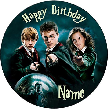 Personalised Wizrd Edible Icing Cake Topper (Round 7.5inch)
