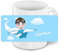 Tasse mit Namen Janosch und Motiv mit Flugzeug und Pilot für Jungen | Keramik-Tasse | Kinder-Tasse