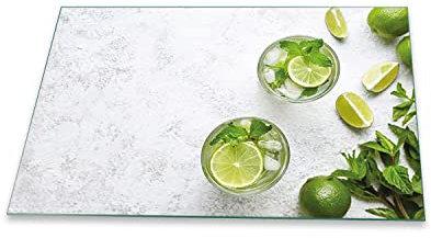 decorwelt | Herdabdeckplatte 80x52 cm 1-Teilig Limetten Grün Ceranfeldabdeckung Universal Spritzschutz Glas Deko Elektroherd Induktion für Kochplatten Herdschutz Schneidebrett Sicherheitsglas