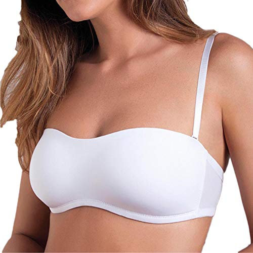 Cotonella 2 Reggiseni Fascia con Imbottitura e Spalline Regolabili Modello Simona. Bianco 2
