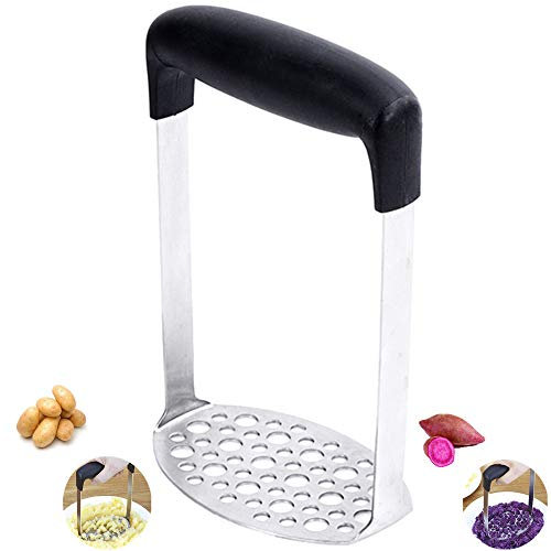 Choppie, schiacciapatate in acciaio inox resistente, con manico orizzontale ampio ed ergonomico, schiacciapatate industriale, a prova di ruggine con grande piastra di pressa, schiacciapatate da cucina