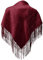 Seidentuch Dirndl-Trachtentuch Tuch 75 x 75cm Dirndltuch 100% Seide Fransentuch für Tracht Trachtenseidentuch mit Fransen Schultertuch Halstuch silk clouth beste Qualität, Farbe:dunkelrot