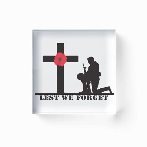 stika.co Lest we forget Poppy Remembrance Sunday, Armistice Day, War Heroes Soldaten, Streitkräfte, Acrylblock, 100 mm