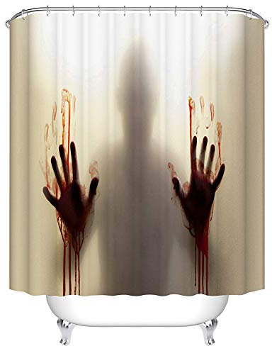 BOYOUTH - Tende da doccia a tema Halloween con motivo fantasma horror con stampa digitale per decorazione del bagno, tenda da bagno in poliestere impermeabile con 12 ganci, 180 x 200 cm, multicolore