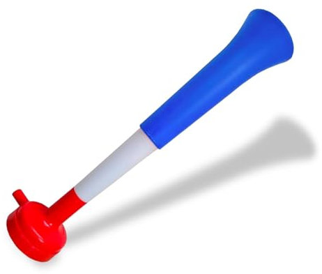 FUN FAN LINE - Pack x3 Plastik Vuvuzela Trompeten. Zubehör für Fußball- und Sportfeste. Geräuschvolles Lufthorn für die Animation. (Frankreich)