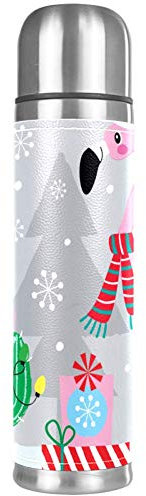 Bouteille isotherme en acier inoxydable avec cactus avec flamant rose de Noël 500 ml