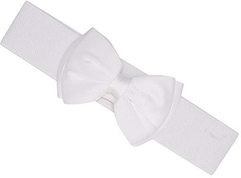 Ro Rox Vera 1950er Jahre Vintage Retro Pin-Up Breiten Elastischen Satinbogen Gürtel (Weiß, L)