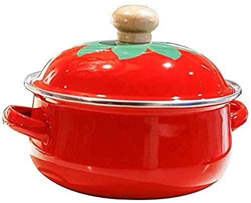18Cm 1.5L Tomato Enamel Soups Pot Soups Pot Casserole Milk Egg Noodles Pan for Induction Gas Cooker