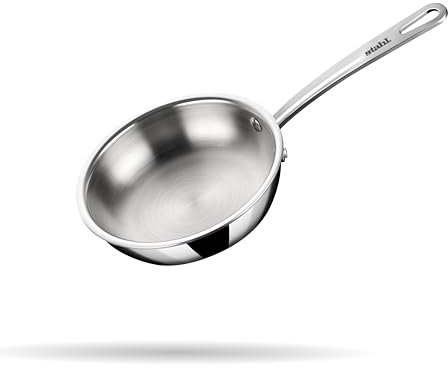 stahl Triply Stainless Steel Pan I Frying Pan Without Lid I Induction Base Fry Pan I Artisan 4438,Dia 18 cm, 0.9 L (Serves 1 Person)