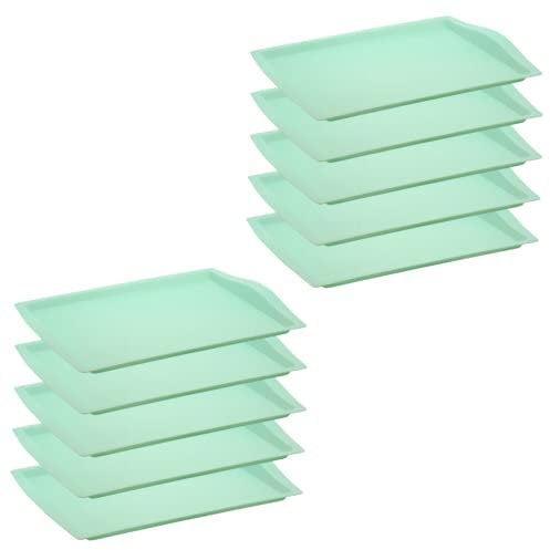10x Serviertablett, Frühstückstablett, Plastiktablett, Kunststoff, BPA-frei, rechteckig, Gastro, Kantine, Küche, Pastell-Farben, Mehrweg, mint