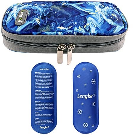 Insulin-Reisekühltasche für Diabetiker-Organizer mit 2 Eisbeutel Medizinische Kühltasche zum Insulinpen und Insulinmedizin (Treibsand blau)