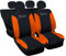 Auto Accessori Lupex Autositzbezüge kompatibel mit Cinquecento 500, hergestellt in Italien, Polyestergewebe, (Schwarz – Orange Modell 2)