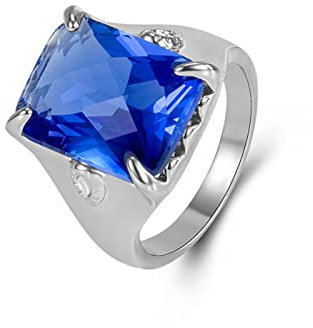 MAYIYAHO Weißgoldfarbene Saphir-Herrenringe mit Diamanten und Saphir-Ringen Schmuck für Geburtstagsgeschenk