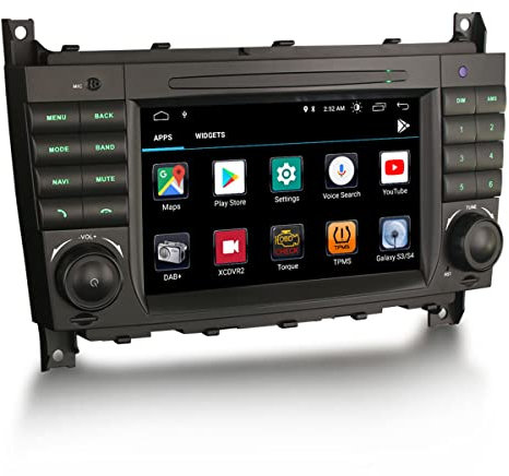 Erisin Android 11 GPS Navegación Estéreo de Automóvil Radio Reproductor para Mercedes Benz Clase C/CLK/CLC W209 W203 C 220 7 Pantalla táctil Soporte CarPlay Bluetooth WiFi Dab+ WiFi 4G OBD2 USB 32GB