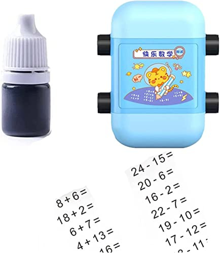 2-in-1 Roller Digital Teaching Stamp Addition und Subtraktion Roller Stempel mit Tinte, Doppelkopf Roller Digital Teaching Stamp Within 100 (blau)
