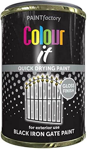 AHS Black Iron Gate Tin 300ML - Quick Drying Effect Paint - Multipurpose Gloss Finish Paints - For Exterior Use - Suitable Use On Wood, Metal , Suede, Concrete - Household Paint 300ML