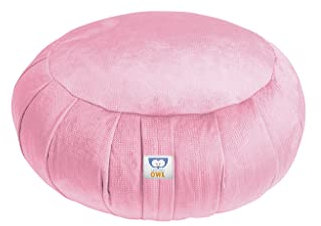 Sensory Owl Meditationskissen Yoga Kissen Zafu Samt Buchweizen Rund Babyrosa