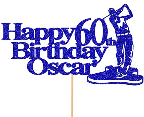 Personalised Golf Golfer Glitter Cake Topper - Bright Blue Custom Age & Name Glitter Cake Decoration and Sprinkles - Happy Birthday Decorations - Personalised Toppers for Cakes by Cakeshop