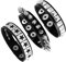 Eigso 3 Pezzi Stella Punk Rock Rivetto Unghie Set di Bracciale Uomo Donna Retro Vintage Classico Polsino in Pelle PU