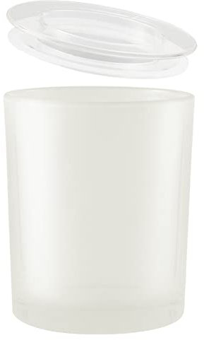 CandMak Milchglas-Kerzengläser, 20 Stück, 170 ml, Großpackung mit transparenten Deckeln für die Kerzenherstellung