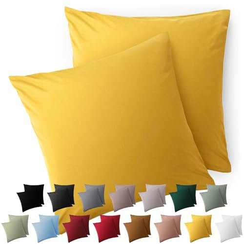 Blumtal Fundas de Almohada 60x60 cm (Juego de 2) - Fundas de cojín de Microfibra para sofá con Cierre de Sobres, Extra Suaves y Lavables, Certificado Oeko-Tex - Amarillo