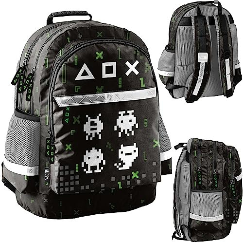 PASO Schulrucksack mit zwei Fächern Pixel Creatures