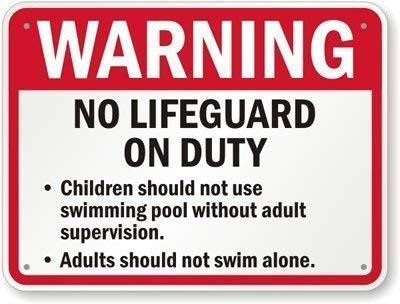 Wandschilder mit Aufschrift Warning No Lifeguard On Duty Children Should Not Use Swimming Pool Without Adults, 20,3 x 30,5 cm