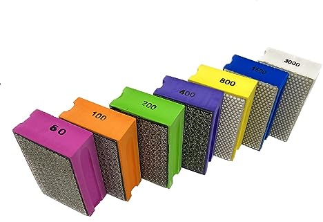 Diamant Handschleif Pad für Fliesen, Keramik, Marmor, Granit, Natur- oder Kunststein sowie Glas (7er Set)
