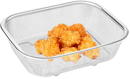 Acero Inoxidable – Colador Rectangular para Cesta Malla – Cesta para freír, colador para Alimentos, té, arroz, Aceite, Frutas, Verduras