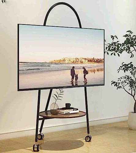 Stainless Steel TV Mount Movable Floor Floor Cart with Wheels Suitable for 32-75 Inches for Indoor&Outdoor Portable TV Mount (Black)