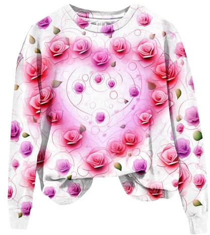 LSAltd Pullover Damen Elegant Thermounterwäsche Damen Longtops Damen Lang Gutschein Geburtstag Tunika Damen Langarm Pullover Damen Oversize Plüsch Pyjama Damen Winter Fleecehose Damen（3-Pink,XL）