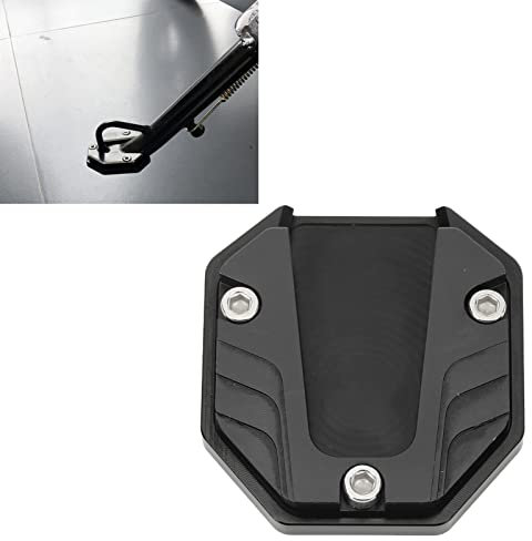 EIMSOAH Motorrad-Seitenständer-Plattenpolster, Hochfestes Kickstand-Pad-Plattenstützzubehör, Verlängerungsfuß-Seitenständer aus Aluminiumlegierung, für Motorräder (Schwarz)