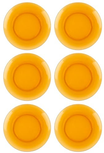 Tradineur - Pack de 6 Platos de Postre - Modelo LYS Ámbar - Ø 19 cm - Vidrio - Apto para lavavajillas y microondas - Ideal para el hogar, Cocina y hostelería