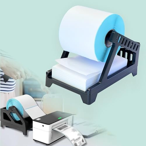 Label Holder for Thermal Label Roll & Fanfold Labels, Label Dispenser for 6x4 Labels, Thermal Label Printer Universal Accessory, Thermal Label Holder for Desktop Label Printer - Black