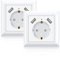 Steckdose mit 2USB [2 Stück] Schutzkontaktsteckdose mit 2 x USB-Ports 2,8A Unterputz-Schuko-Wandsteckdose, passt in Standard-Unterputzsteckdose, Laden von Smartphone, Tablet, Weißa