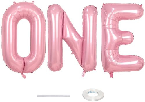 Ballon rose pastel de 101,6 cm pour 1er anniversaire, décoration de fête prénatale avec ruban, pour premier anniversaire de fille, 1 an, rose clair