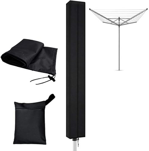 Pasdrucn Wäschespinne Schutzhülle, 420D Oxford Schutzhülle Wäschespinne, Schutzhülle Für Wäschespinne Mit Reißverschluss, Anti-UV Abdeckung Wäschespinne, Kleine Sonnenschirm Schutzhülle (16x16x165cm)