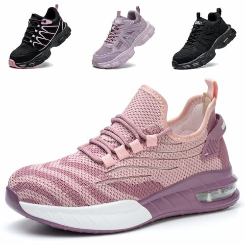 Scarpe Antinfortunistiche Donna Scarpe da Lavoro Leggere con Punta in Acciaio Traspiranti Scarpe Sicurezza Comode Pink EU 37