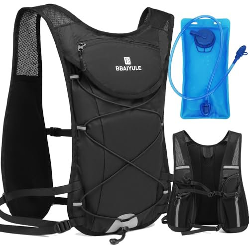BBAIYULE Running Vest Hydration Backpack, Large Cycling Water Pack,Breathable and Adjustable Biking Backpack for Outdoor Running Cycling Climbing Hiking Walking (With 2L Bladder)