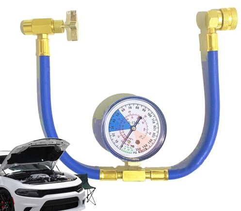 Freon Charging Hose - R134A Car Air Conditioner Recharge Kit With Pressure Gauge | AC Charger, Recharge Hose M14 Or 1/2 Inch Thread